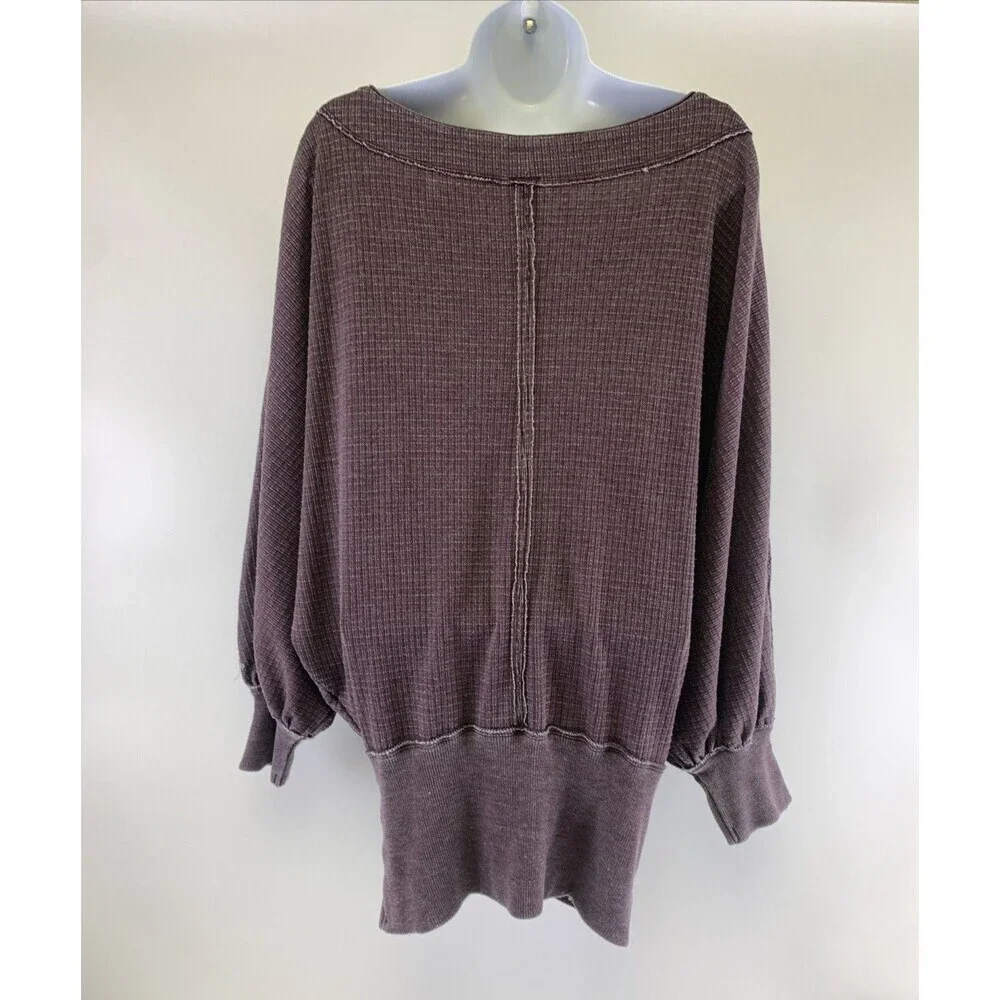 Free People Willow Thermal Top Decadent Purple OB872331 Dolman Sleeves Womens XS
